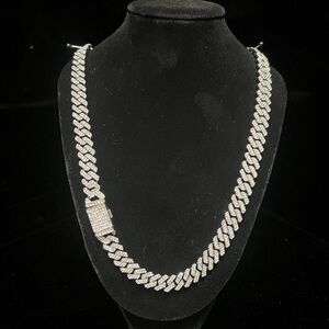Moissanite Miami Cuban Link Chain Necklace 10mm x 22” 925 Sterling Silver
